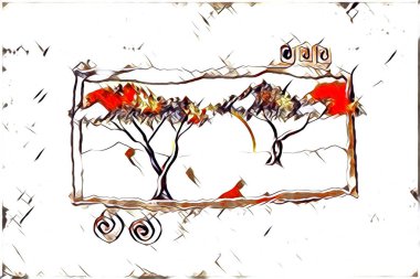 Afrikalı etnik retro vintage çizim çizimi