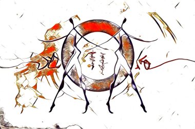 Afrikalı etnik retro vintage çizim çizimi