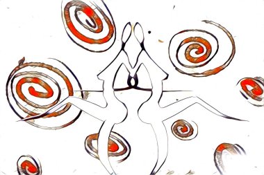 Afrikalı etnik retro vintage çizim çizimi