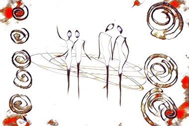 Afrikalı etnik retro vintage çizim çizimi