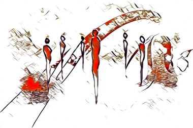 Afrikalı etnik retro vintage çizim çizimi