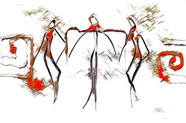 Afrikalı etnik retro vintage çizim çizimi