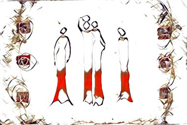 Afrikalı etnik retro vintage çizim çizimi