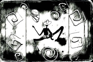 Afrikalı etnik retro vintage çizim çizimi