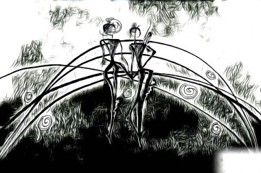 Afrikalı etnik retro vintage çizim çizimi