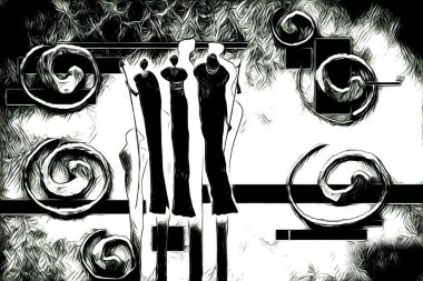 Afrikalı etnik retro vintage çizim çizimi