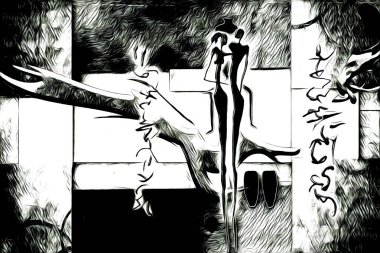 Afrikalı etnik retro vintage çizim çizimi