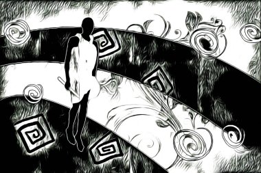 Afrikalı etnik retro vintage çizim çizimi