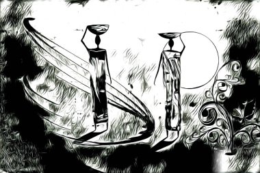 Afrikalı etnik retro vintage çizim çizimi