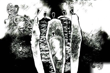 Afrikalı etnik retro vintage çizim çizimi