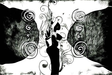 Afrikalı etnik retro vintage çizim çizimi