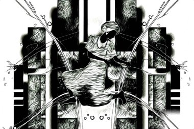 Afrikalı etnik retro vintage çizim çizimi