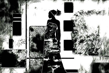 Afrikalı etnik retro vintage çizim çizimi