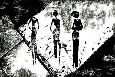 Afrikalı etnik retro vintage çizim çizimi