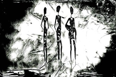 Afrikalı etnik retro vintage çizim çizimi