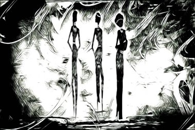 Afrikalı etnik retro vintage çizim çizimi