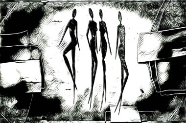 Afrikalı etnik retro vintage çizim çizimi