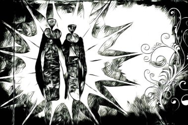 Afrikalı etnik retro vintage çizim çizimi