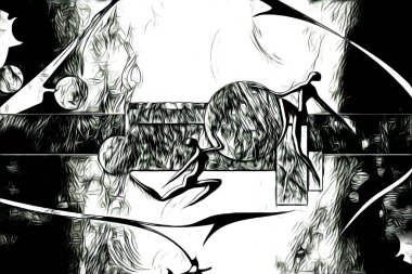 Afrikalı etnik retro vintage çizim çizimi