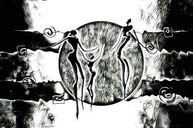 Afrikalı etnik retro vintage çizim çizimi