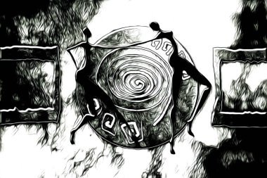 Afrikalı etnik retro vintage çizim çizimi