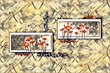 soyut renk tasarımı resim çizimi eskiz retro vintage