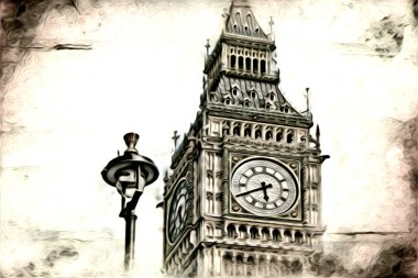 Londra sanat tasarımı çizimi çizimi eğlenceli tasarım antika retro