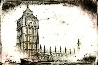 Londra sanat tasarımı çizimi çizimi eğlenceli tasarım antika retro