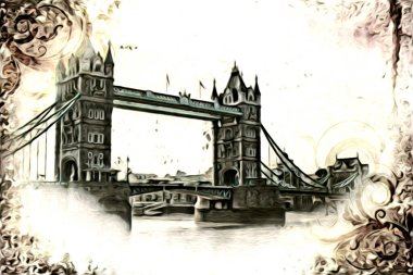 Londra sanat tasarımı çizimi çizimi eğlenceli tasarım antika retro