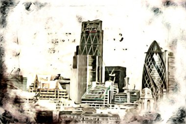 Londra sanat tasarımı çizimi çizimi eğlenceli tasarım antika retro