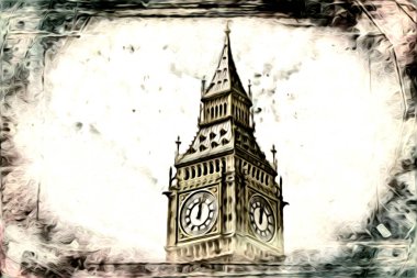 Londra sanat tasarımı çizimi çizimi eğlenceli tasarım antika retro