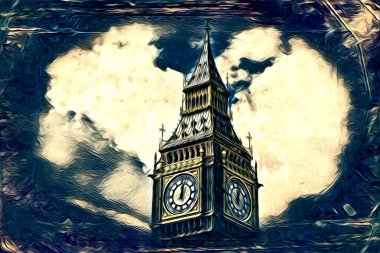 Londra sanat tasarımı çizimi çizimi eğlenceli tasarım antika retro