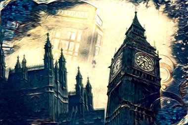 Londra sanat tasarımı çizimi çizimi eğlenceli tasarım antika retro