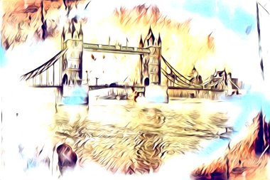 Londra sanat tasarımı çizimi çizimi eğlenceli tasarım antika retro