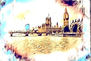 Londra sanat tasarımı çizimi çizimi eğlenceli tasarım antika retro