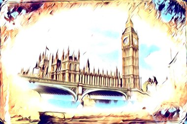 Londra sanat tasarımı çizimi çizimi eğlenceli tasarım antika retro