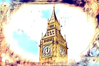 Londra sanat tasarımı çizimi çizimi eğlenceli tasarım antika retro