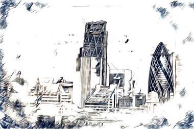 Londra sanat tasarımı çizimi çizimi eğlenceli tasarım antika retro