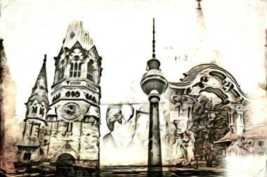 Berlin sanat eskizi çizimi eğlenceli tasarım antika retro