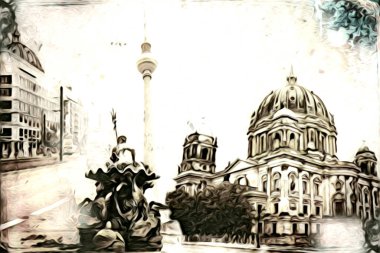 Berlin sanat eskizi çizimi eğlenceli tasarım antika retro