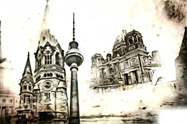 Berlin sanat eskizi çizimi eğlenceli tasarım antika retro