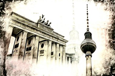 Berlin sanat eskizi çizimi eğlenceli tasarım antika retro