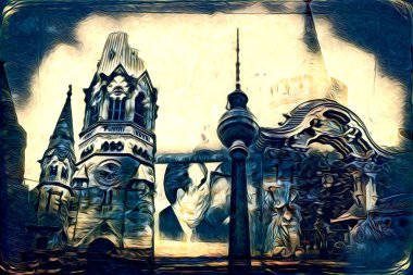 Berlin sanat eskizi çizimi eğlenceli tasarım antika retro