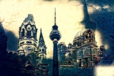 Berlin sanat eskizi çizimi eğlenceli tasarım antika retro