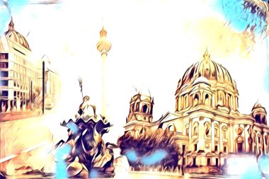 Berlin sanat eskizi çizimi eğlenceli tasarım antika retro