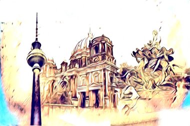 Berlin sanat eskizi çizimi eğlenceli tasarım antika retro