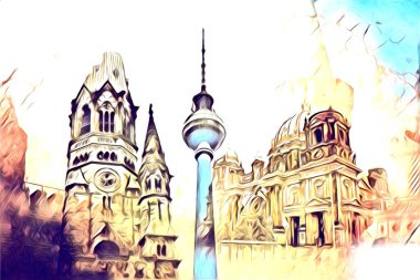 Berlin sanat eskizi çizimi eğlenceli tasarım antika retro
