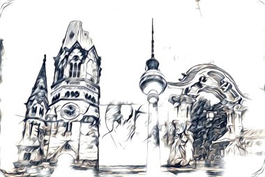 Berlin sanat eskizi çizimi eğlenceli tasarım antika retro