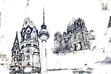 Berlin sanat eskizi çizimi eğlenceli tasarım antika retro
