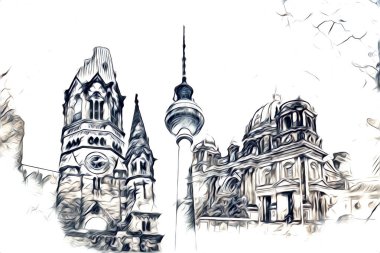 Berlin sanat eskizi çizimi eğlenceli tasarım antika retro
